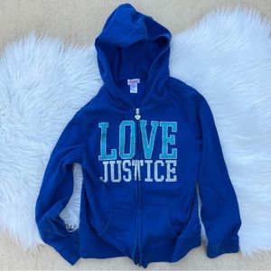 Girls Justice Blue Hoodie Jacket Size 8